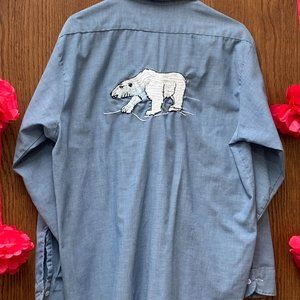 Vintage Chambray Shirt 70s Montgomery Ward RARE